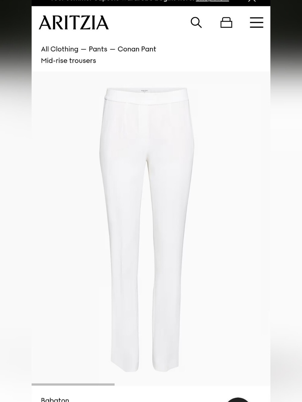 White Babaton Mid-Waist Pants